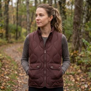 NWT Natural Reflections Quilted Puffer Vest Womens Small Brown Hiking Outdoors